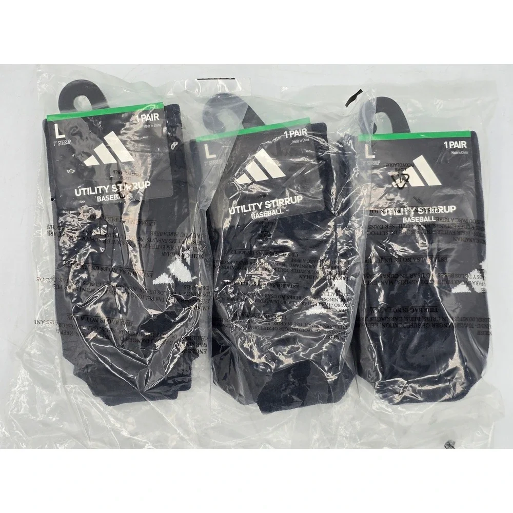 Adidas Utility Stirrup Baseball Socks Mens Large Black White 7 Inch - New